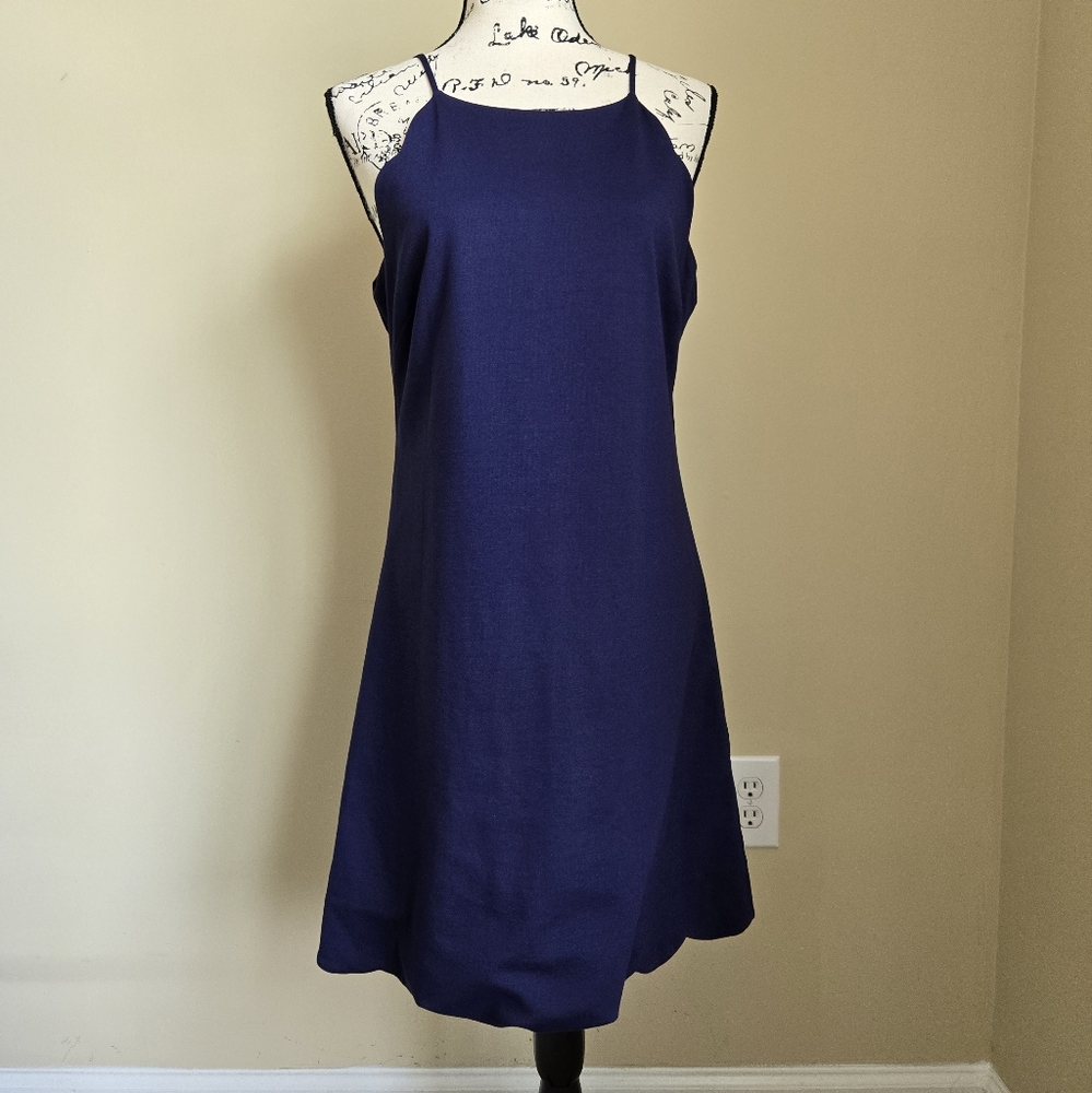 Aqua Dress Womens L Navy Blue Spaghetti Strap Mini
